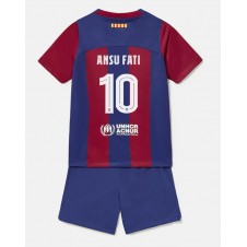 Barcelona Ansu Fati #10 Hjemmedraktsett Barn 2023-24 Kortermet (+ korte bukser)